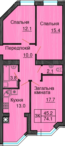 3-кімнатна 74.1 м² в ЖК Sofia Nova від 32 000 грн/м², с. Новосілки