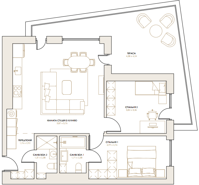 2-комнатная 81.56 м² в ЖК Artynov Hall от 43 250 грн/м², Винница