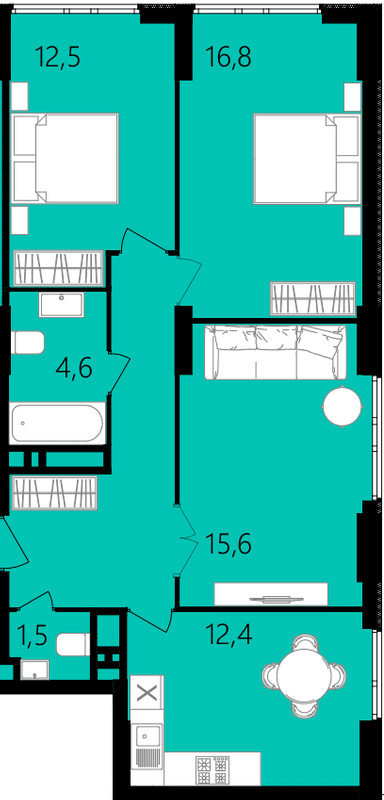 3-кімнатна 73.9 м² в ЖК Лісопарковий від 24 500 грн/м², Вінниця