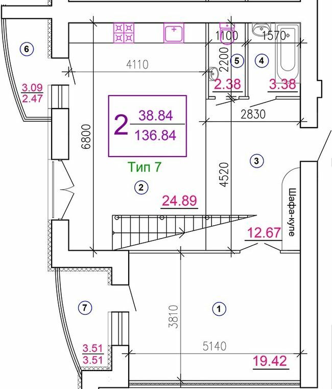 2-кімнатна 136.84 м² в ЖМ Поділля від 20 150 грн/м², Вінниця