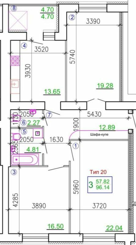 3-кімнатна 96.14 м² в Мкрн Академічний від 18 850 грн/м², Вінниця