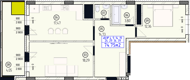 2-комнатная 74.75 м² в ЖК Будапешт от 27 450 грн/м², Ужгород