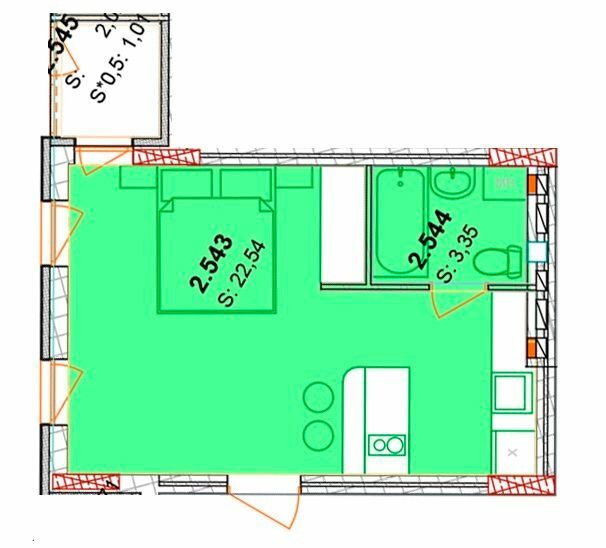 1-комнатная 27.91 м² в ЖК Сонячний квартал от 57 850 грн/м², с. Голубиное