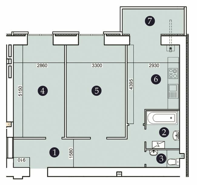 2-комнатная 66.22 м² в ЖК Александровский 2 от 17 400 грн/м², Запорожье