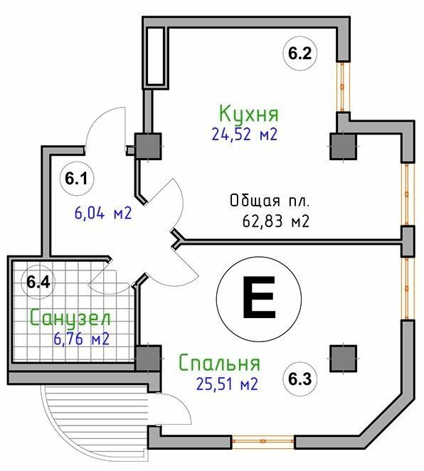 1-комнатная 62.83 м² в ЖК Адмирал от 28 900 грн/м², Николаев