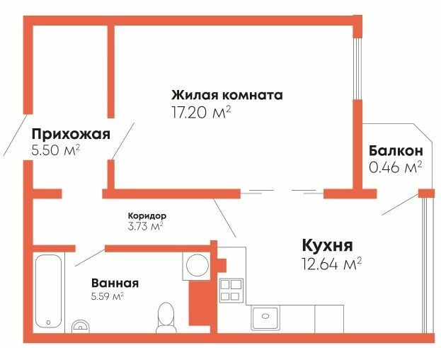 1-комнатная 45.12 м² в Мкрн Гражданский посад от 13 300 грн/м², Николаев