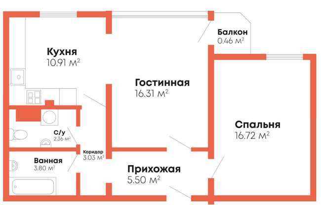 2-кімнатна 59.09 м² в Мкрн Цивільний посад від 13 000 грн/м², Миколаїв