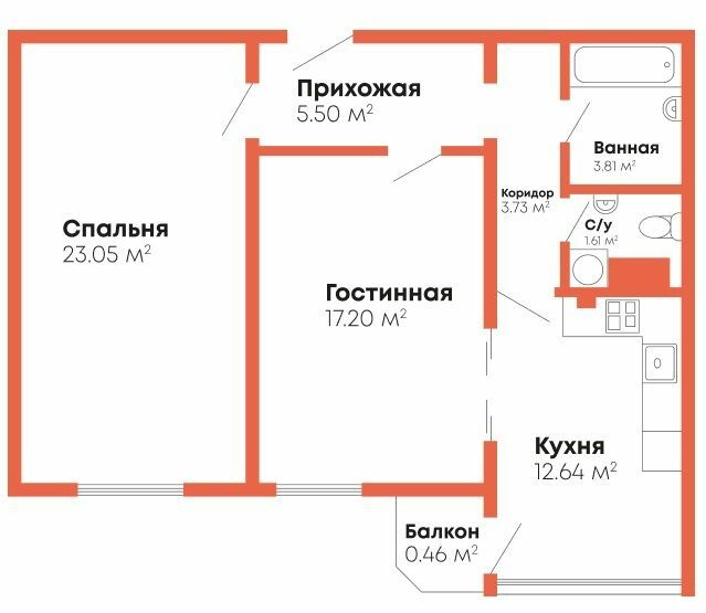 2-кімнатна 68 м² в Мкрн Цивільний посад від 13 300 грн/м², Миколаїв