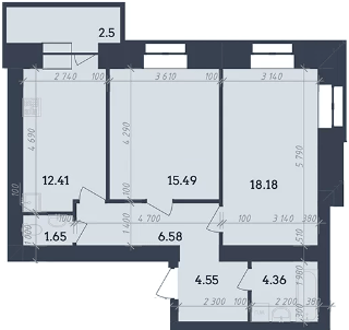 2-комнатная 66.96 м² в ЖК Династия от 23 500 грн/м², Полтава