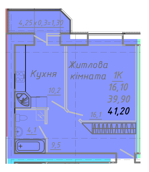 1-кімнатна 41.2 м² в ЖК на вул. Никитченко, 3 від 20 500 грн/м², Полтава