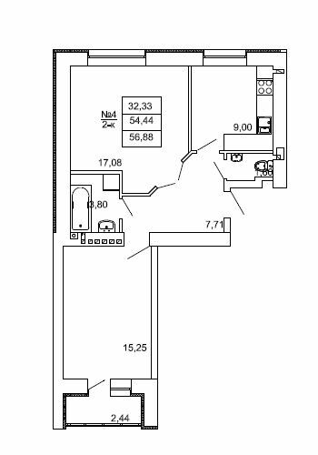 2-комнатная 56.88 м² в ЖК на ул. Сенная, 19 от 23 000 грн/м², Полтава