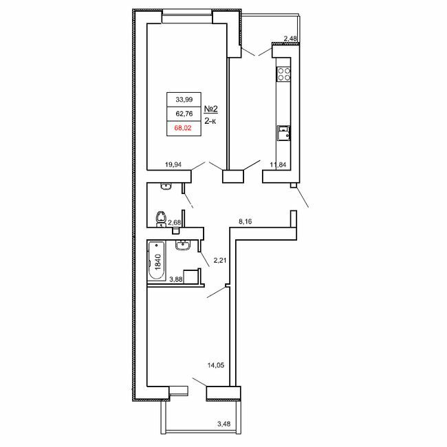 2-комнатная 68.02 м² в ЖК на ул. Сенная, 19 от 25 000 грн/м², Полтава