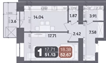 1-кімнатна 51.13 м² в ЖК Стандарт від 23 000 грн/м², Полтава