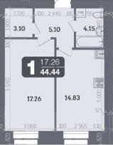 1-комнатная 44.44 м² в ЖК Стандарт от 22 500 грн/м², Полтава