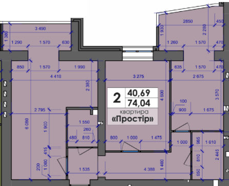 2-комнатная 74.04 м² в ЖК Петровський Квартал от 13 900 грн/м², с. Щербани