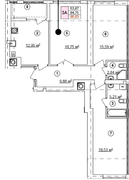 3-комнатная 86.63 м² в ЖК Spectrum от 17 200 грн/м², Ровно