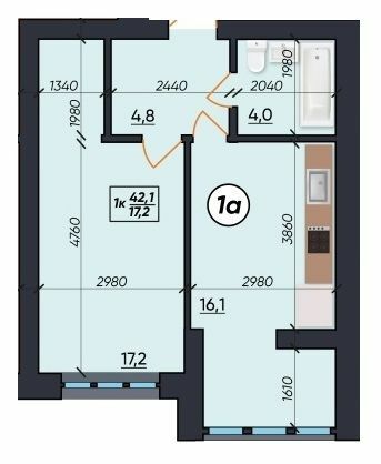 1-кімнатна 42.1 м² в ЖК На Щасливому від 21 800 грн/м², Рівне