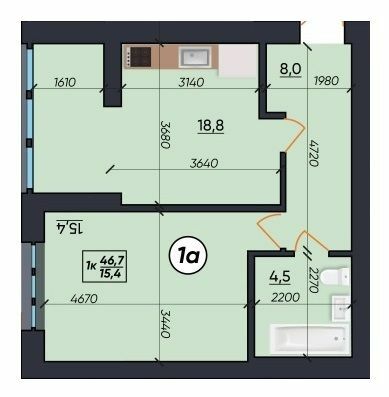 1-комнатная 46.7 м² в ЖК На Щасливому от 21 800 грн/м², Ровно