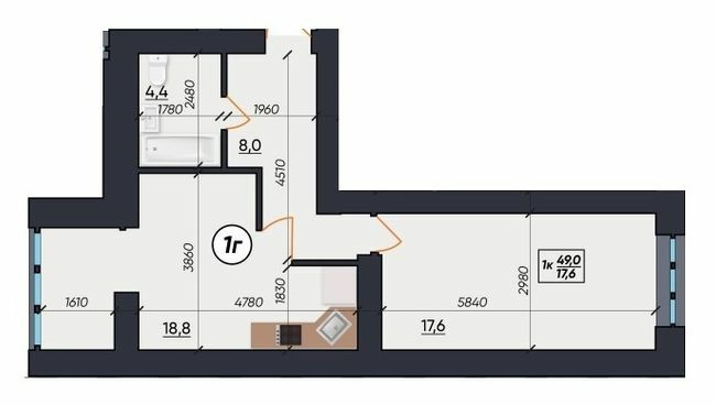 1-комнатная 49 м² в ЖК На Щасливому от 21 800 грн/м², Ровно