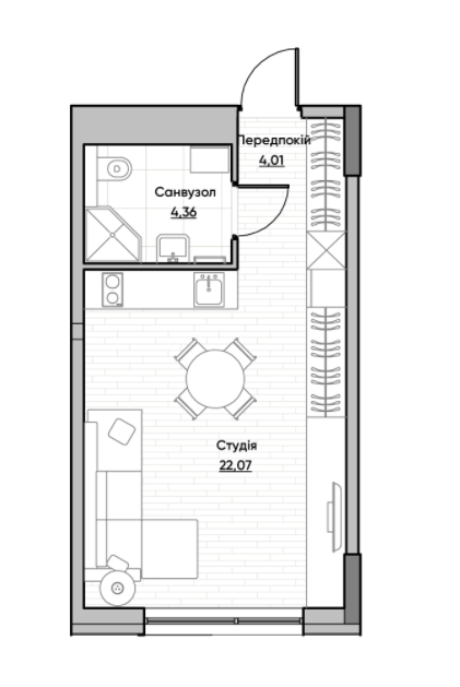 Студія 30.14 м² в ЖК Lucky Land від 47 123 грн/м², Київ