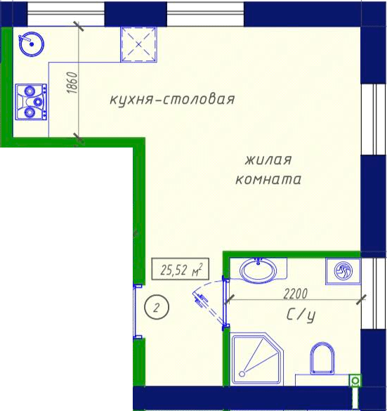 Студія 25.52 м² в ЖК Craft House від 17 750 грн/м², Суми