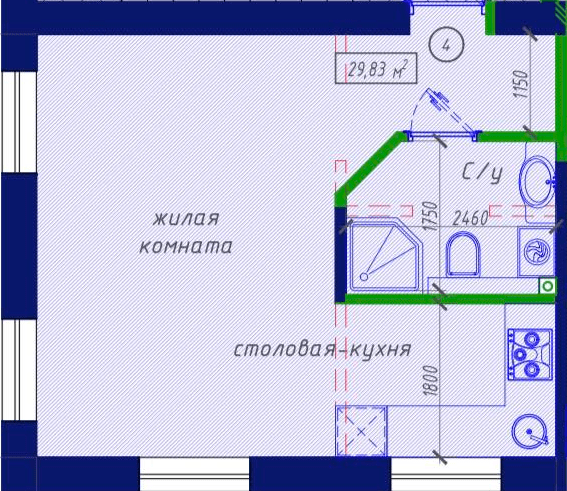 Студія 29.83 м² в ЖК Craft House від 17 750 грн/м², Суми