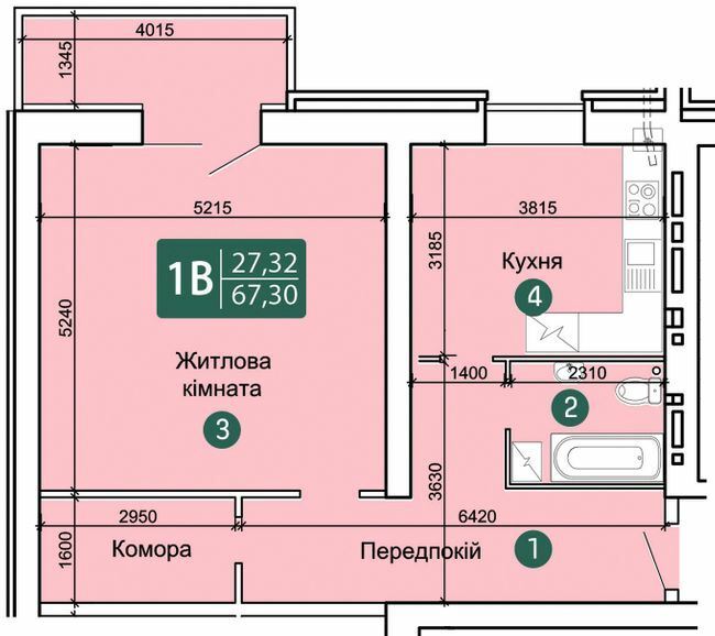 1-комнатная 67.3 м² в ЖК Заречный от 15 200 грн/м², Сумы