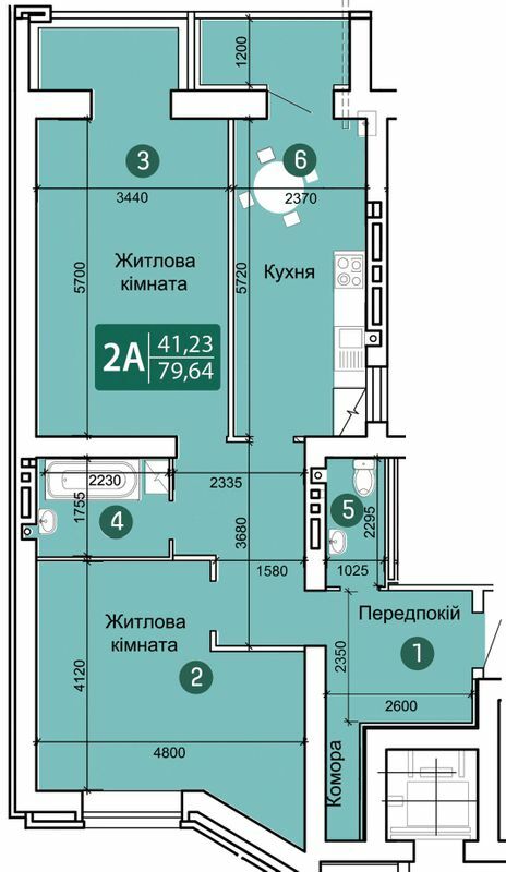 2-кімнатна 79.64 м² в ЖК Зарічний від 14 900 грн/м², Суми