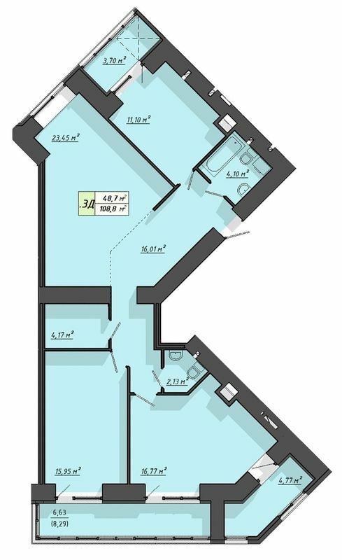 3-комнатная 108.8 м² в ЖК Львовский от 17 000 грн/м², Тернополь