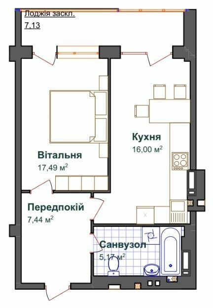 1-кімнатна 53.23 м² в ЖК Щастя від 15 400 грн/м², Тернопіль