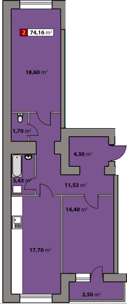 2-кімнатна 74.16 м² в ЖК Парковий квартал від 16 300 грн/м², Черкаси