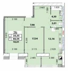 2-кімнатна 66.54 м² в ЖК Масани Лісовий від 16 200 грн/м², Чернігів