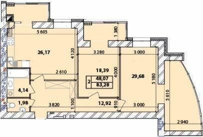 2-кімнатна 83.28 м² в ЖК Масани Панорама від 16 500 грн/м², Чернігів