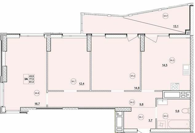 3-кімнатна 81.4 м² в ЖК Масани Сіті від 17 200 грн/м², Чернігів