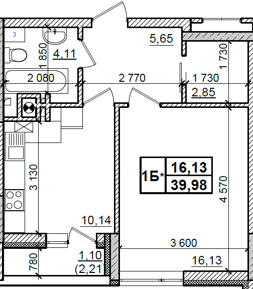 1-кімнатна 39.98 м² в ЖК Оазис Буковини від 12 900 грн/м², Чернівці