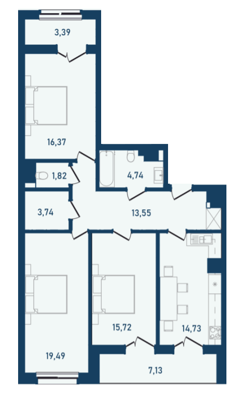 3-комнатная 101.28 м² в ЖК Престижный 2 от 22 650 грн/м², Черновцы