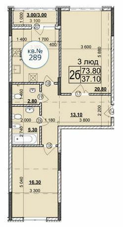 2-кімнатна 73.8 м² в Мкрн Зоряний від 26 300 грн/м², Чернівці