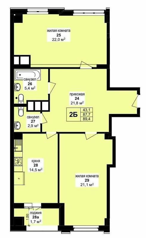 2-кімнатна 89.4 м² в ЖК Манхетен від 24 700 грн/м², Харків