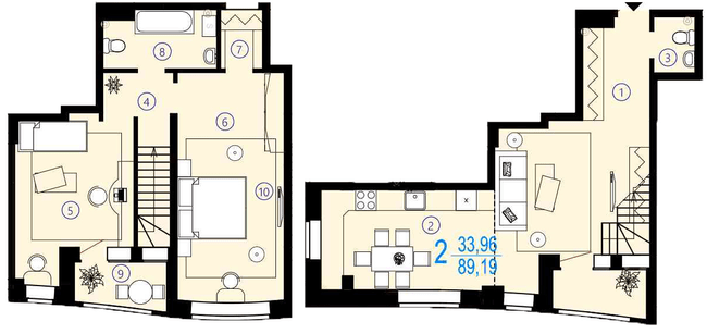 Двухуровневая 89.19 м² в ЖК Меридиан от 16 200 грн/м², Харьков