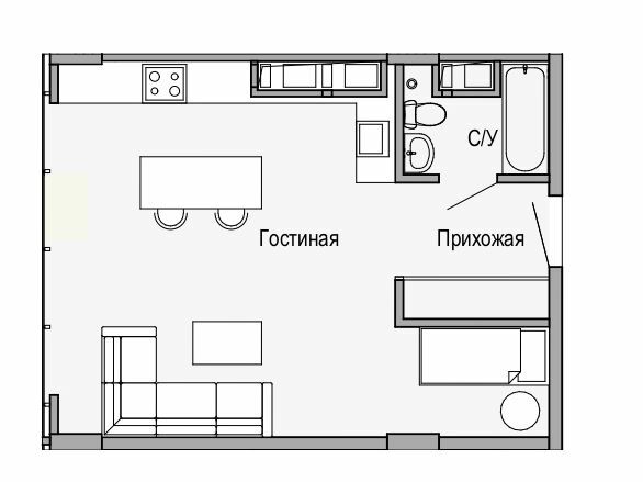 1-кімнатна 41.88 м² в Апарт-комплекс Port City від 36 200 грн/м², Дніпро