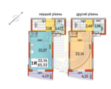 Двухуровневая 65.53 м² в ЖК Радужный от 23 053 грн/м², Киев