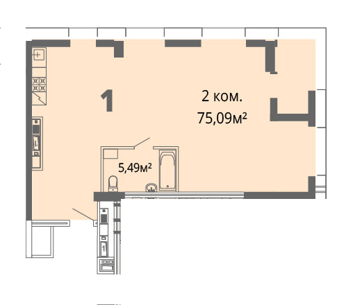 2-кімнатна 75.09 м² в ЖК Грані від 26 200 грн/м², Дніпро