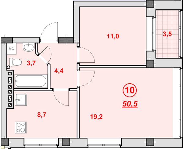 1-комнатная 50.5 м² в ЖК Южный от 23 250 грн/м², Днепр