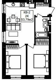 2-кімнатна 53.79 м² в ЖК Янтарний від 22 350 грн/м², Дніпро