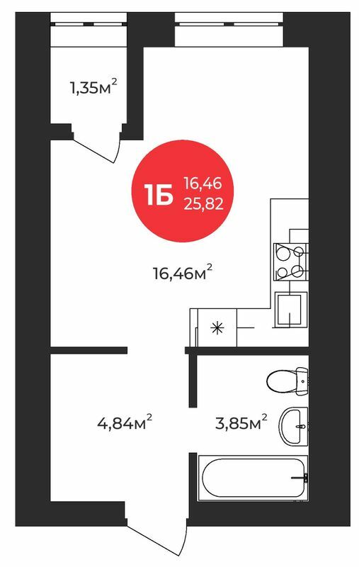 1-комнатная 25.82 м² в ЖК Молодость от 23 800 грн/м², г. Ирпень