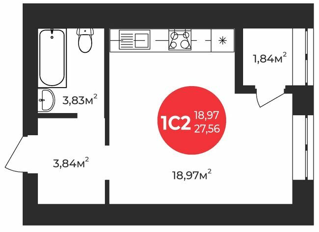 1-комнатная 27.56 м² в ЖК Молодость от 23 800 грн/м², г. Ирпень