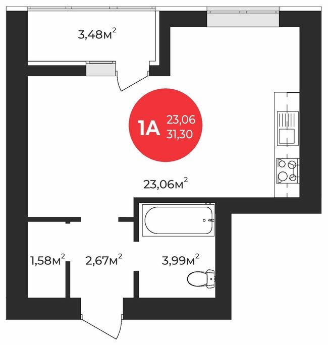 1-кімнатна 31.3 м² в ЖК Молодість від 23 800 грн/м², м. Ірпінь