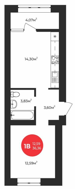 1-кімнатна 36.36 м² в ЖК Молодість від 23 800 грн/м², м. Ірпінь