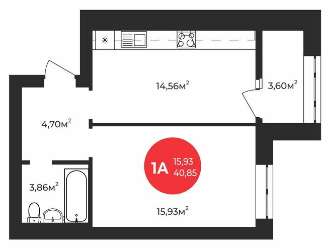 1-кімнатна 40.85 м² в ЖК Молодість від 23 800 грн/м², м. Ірпінь