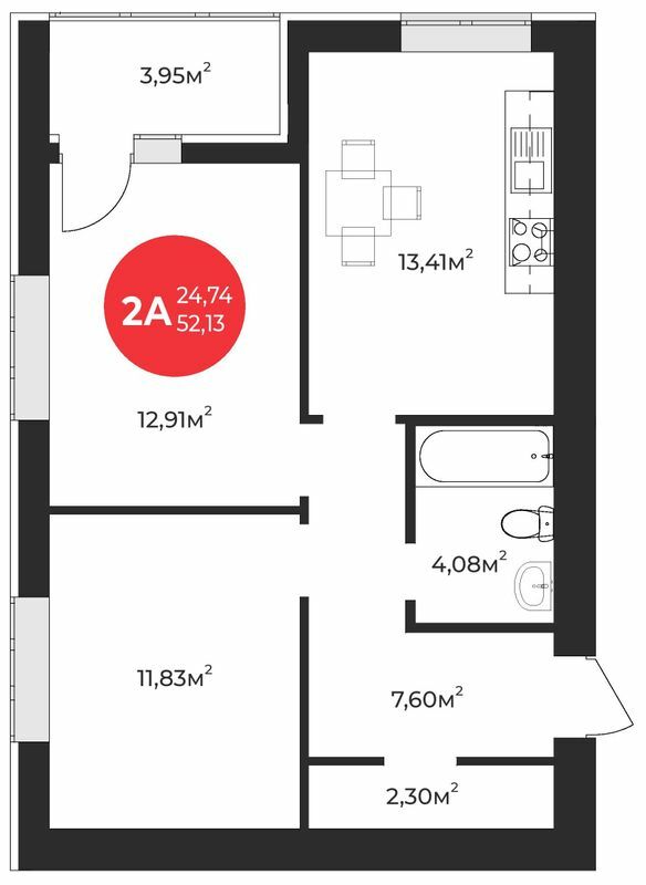 2-кімнатна 52.13 м² в ЖК Молодість від 21 100 грн/м², м. Ірпінь